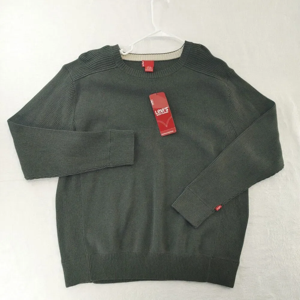 Levi's Men's Sweater Size XL Green Heather Crewneck Pullover 100% Cotton NWT